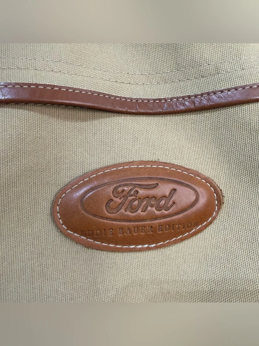 Vintage Ford‎ Edition Eddie Bauer Duffle Bag Canvas Tan Weekender Military